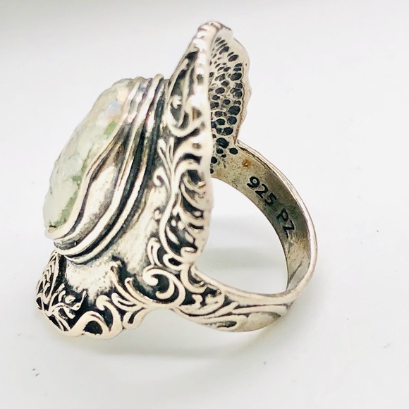 Vintage Beautiful Silver Mosaic Statement Ring Size 8 - Picture 8 of 10